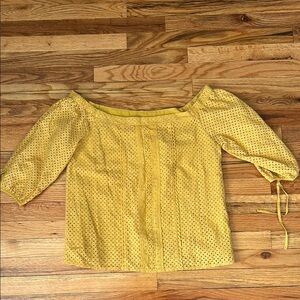 Clarte Yellow Off-Shoulder Eyelet Top